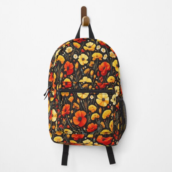 Item preview, Red Poppy and Yellow Marigold Minimal Flowers ; Floral Pattern designed and sold by PatternInArt.