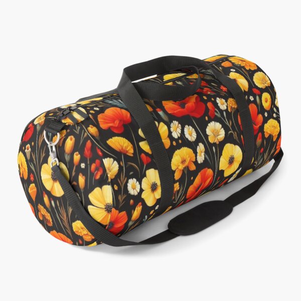 Item preview, Red Poppy and Yellow Marigold Minimal Flowers ; Floral Pattern designed and sold by PatternInArt.