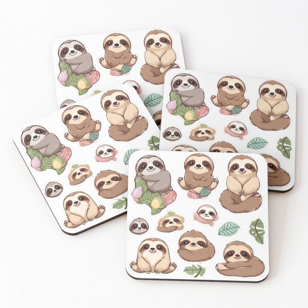 Item preview, ST0002 Lazy Sloth Stickers Pack - Cute Kawaii Fun Funny Sticker Variety Pack  designed and sold by HoneyBlizz.