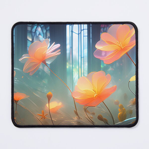 Item preview, Peach-colored Poppies with Stained Glass Background designed and sold by MissQuiss.