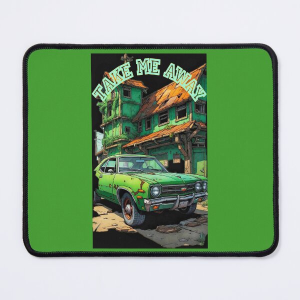Item preview, Take me away on green background of old house almost in ruins and old rusty car designed and sold by Creativesphotos.