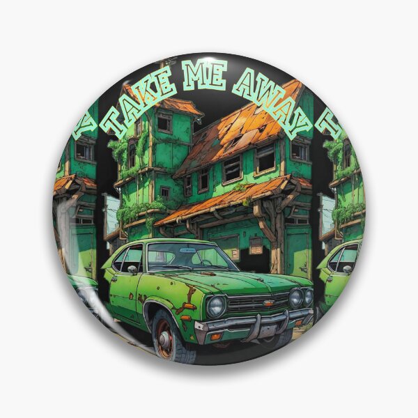 Item preview, Take me away on green background of old house almost in ruins and old rusty car designed and sold by Creativesphotos.