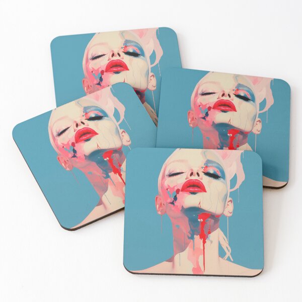 Item preview, Abstract Painted Girl Red Lips designed and sold by CoolMantras.