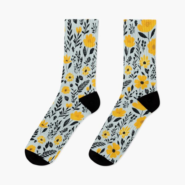 Item preview, Black Leaves and Yellow Flowers ; Floral Pattern designed and sold by PatternInArt.