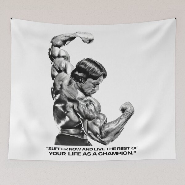 Item preview, Stoic Quote "Don't quit. Suffer now and live the rest of your life as a champion." Muhammad Ali. Arnold Schwarzenegger Fan art designed and sold by HuzaifaNaveedh.