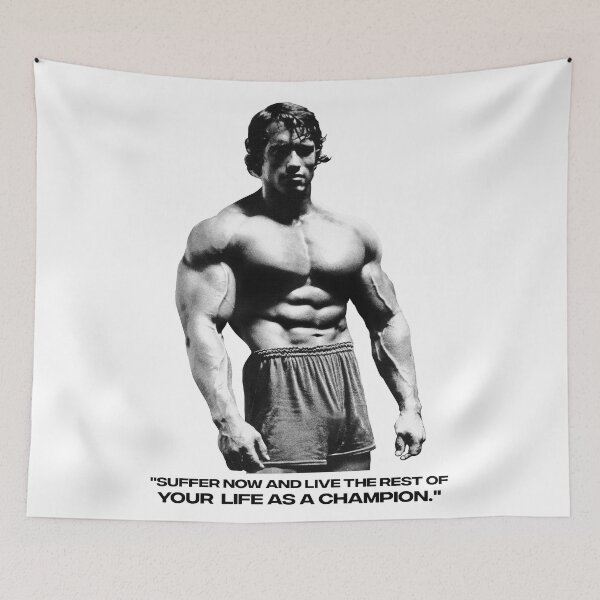 Item preview, Stoic Quote "Don't quit. Suffer now and live the rest of your life as a champion." Muhammad Ali. Arnold Schwarzenegger Fan art designed and sold by HuzaifaNaveedh.