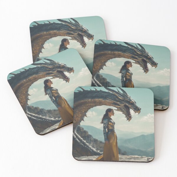 Item preview, Woman, dragon on mountain. designed and sold by oilidesing.