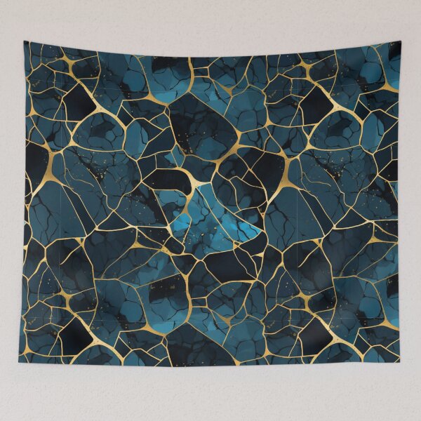 Item preview, Teal and Gold Kintsugi Design - Blue and Gold designed and sold by MyThirdFavorite.