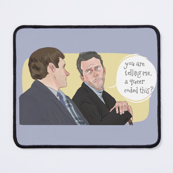 Item preview, House and Wilson (queer-coded yellow bg) designed and sold by alexiadigital.