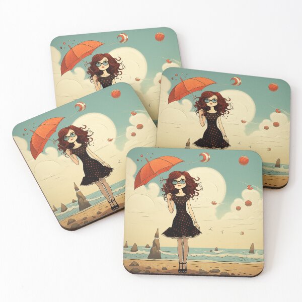 Item preview, Romantic Red Hair Girl With Umbrella designed and sold by CoolMantras.