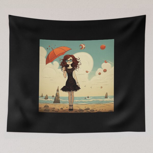 Item preview, Romantic Red Hair Girl With Umbrella designed and sold by CoolMantras.