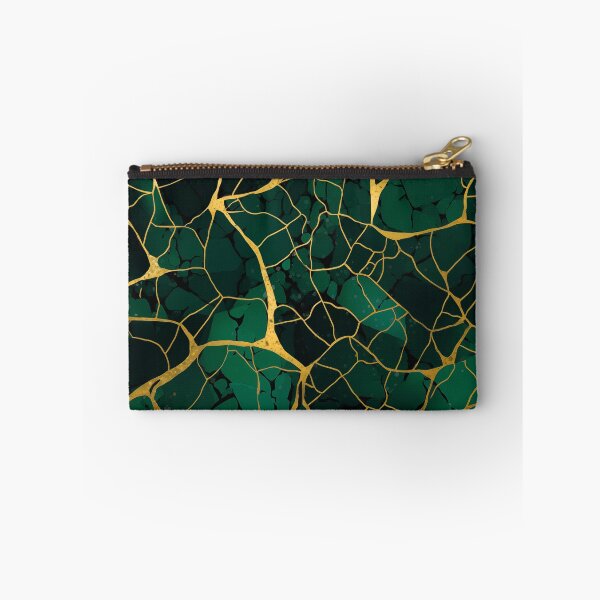 Item preview, Green and Gold Kintsugi Design - Emerald and Malachite designed and sold by MyThirdFavorite.