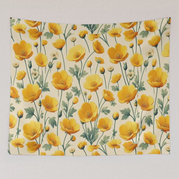 Item preview,  Yellow Buttercup Flowers ; Floral Pattern designed and sold by PatternInArt.