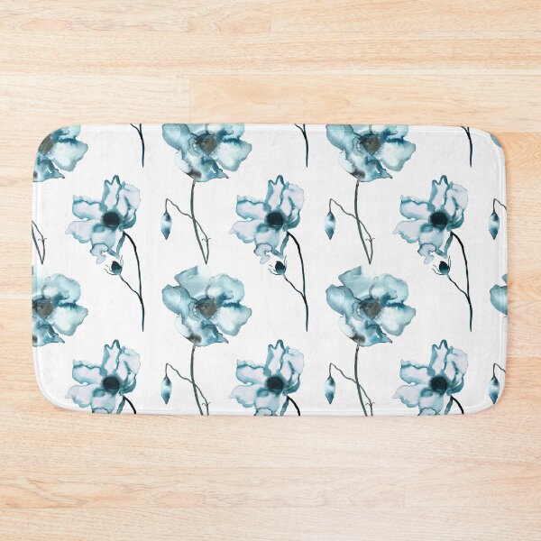 Item preview, Poppy – Moonstone Blue on White designed and sold by Elizabeth Becker.