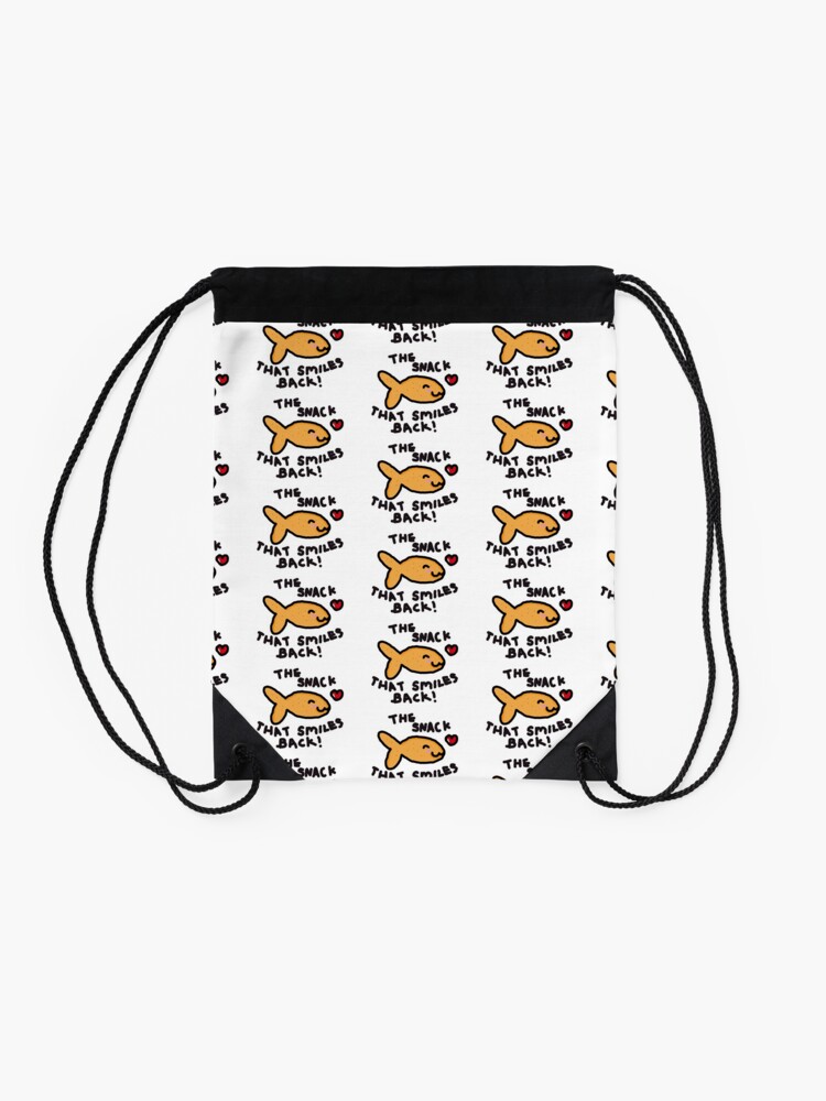 Download "goldfish, the snack that smiles back!" Drawstring Bag by ... Yellowimages Mockups