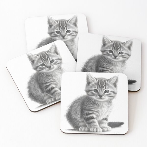 Item preview, Black and white cat pencil drawing designed and sold by Pencil-Art.