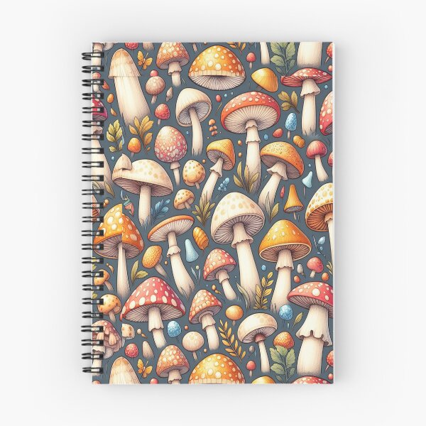 Item preview, Red Orange Blue Mushroom Pattern designed and sold by PatternInArt.