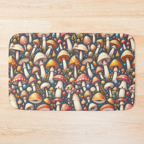 Item preview, Red Orange Blue Mushroom Pattern designed and sold by PatternInArt.