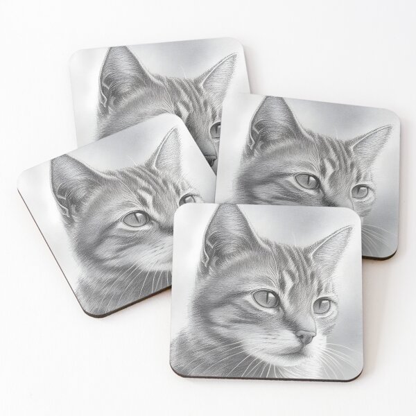 Item preview, Black and white cat pencil drawing designed and sold by Pencil-Art.