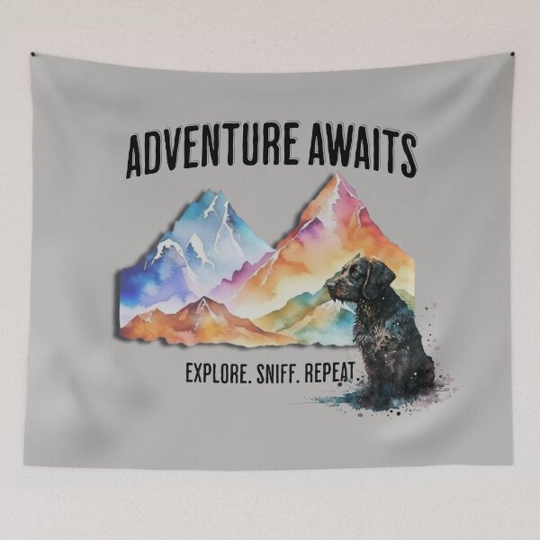 Item preview, Adventure Awaits Explore Sniff Repeat Dog Hiking designed and sold by EllamaeRose.
