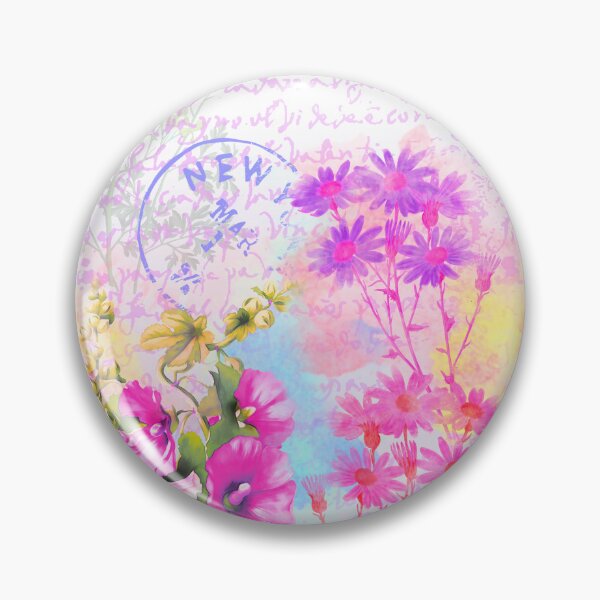 Item preview, magenta text and flowers designed and sold by okre.