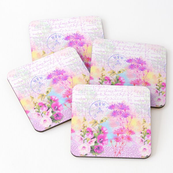Item preview, magenta text and flowers designed and sold by okre.