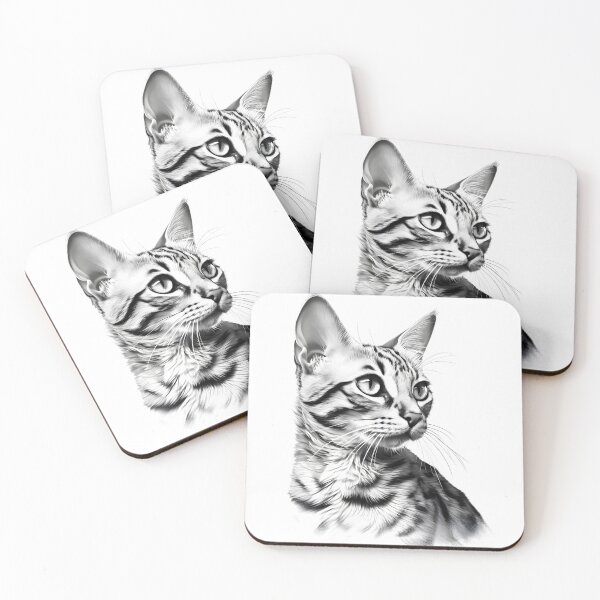 Artikelvorschau, Schwarz-weiße Katze-Bleistiftzeichnung entworfen und verkauft von Pencil-Art.