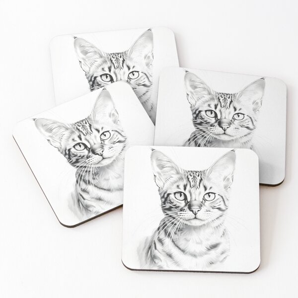 Item preview, Black and white cat pencil drawing designed and sold by Pencil-Art.