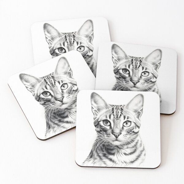Item preview, Black and white cat pencil drawing designed and sold by Pencil-Art.