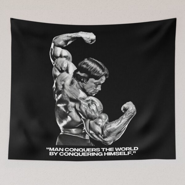 Item preview, Stoic Quote “Man conquers the world by conquering himself.” Arnold Schwarzenegger Fan art designed and sold by HuzaifaNaveedh.