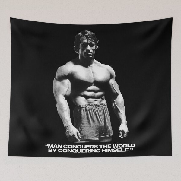 Item preview, Stoic Quote “Man conquers the world by conquering himself.” Arnold Schwarzenegger Fan art designed and sold by HuzaifaNaveedh.