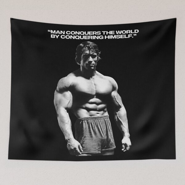 Item preview, Stoic Quote “Man conquers the world by conquering himself.” Arnold Schwarzenegger Fan art designed and sold by HuzaifaNaveedh.