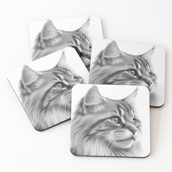 Item preview, Black and white cat pencil drawing designed and sold by Pencil-Art.