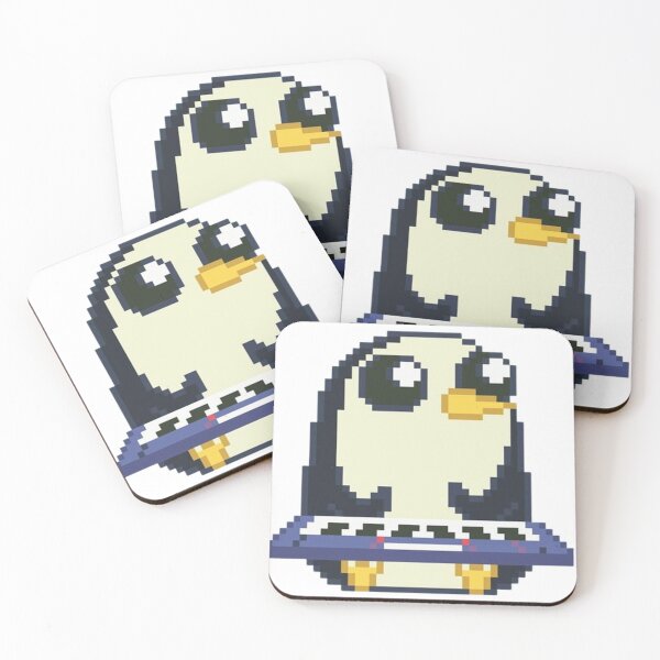 Item preview, Cute print of Gunther the penguin playing the piano in pixel art designed and sold by GardenGhostShop.