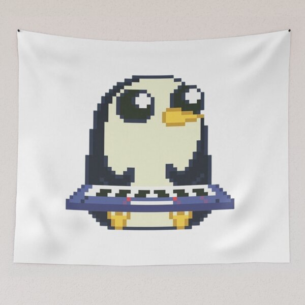 Item preview, Cute print of Gunther the penguin playing the piano in pixel art designed and sold by GardenGhostShop.