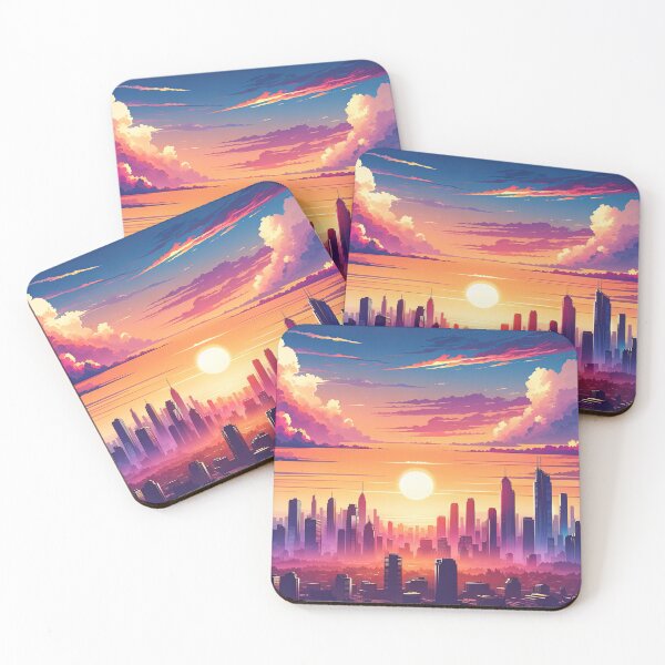 Item preview, Dreamy Dawn: Pastel Cityscape with Rising Sun designed and sold by RyanBelandres.
