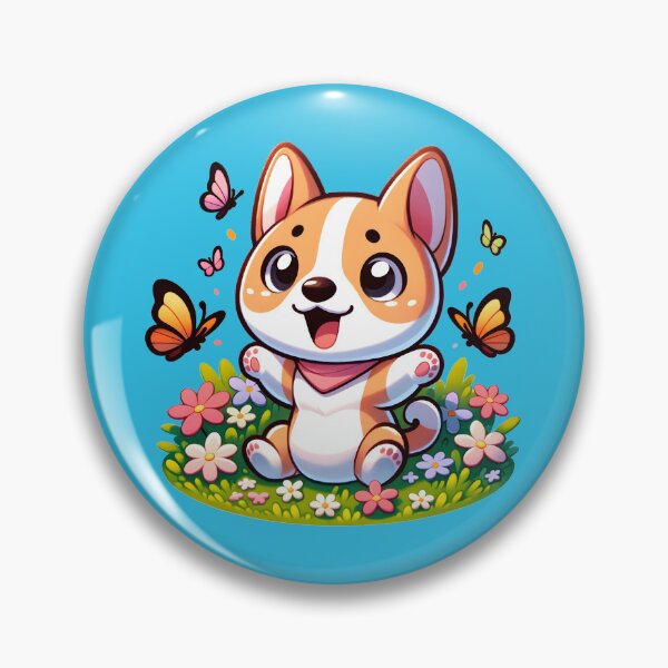 Item preview, Basenji Puppy with Butterflies | Spring Cartoon Style designed and sold by TheMostLikely.