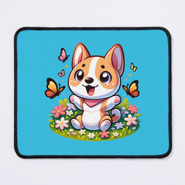Item preview, Basenji Puppy with Butterflies | Spring Cartoon Style designed and sold by TheMostLikely.