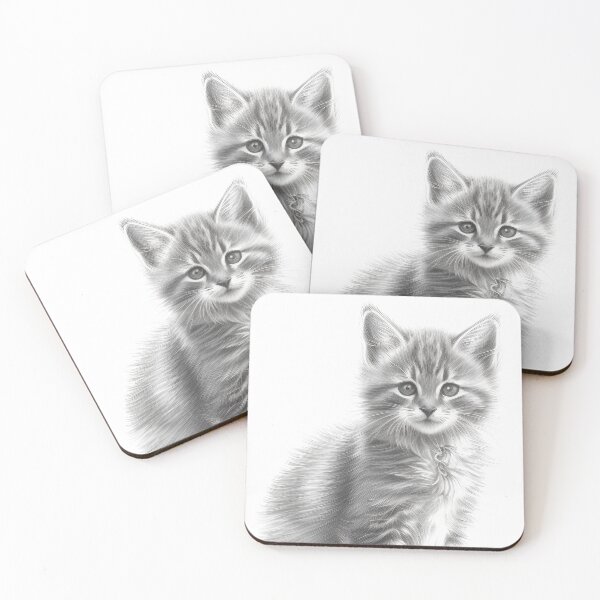 Item preview, Black and white cat pencil drawing designed and sold by Pencil-Art.