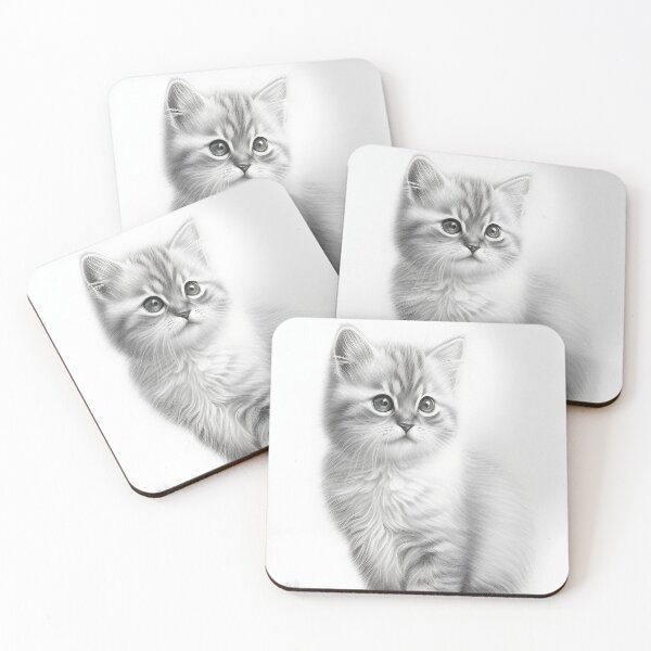 Item preview, Black and white cat pencil drawing designed and sold by Pencil-Art.