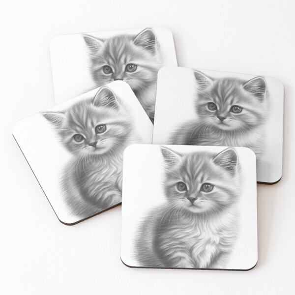 Item preview, Black and white cat pencil drawing designed and sold by Pencil-Art.