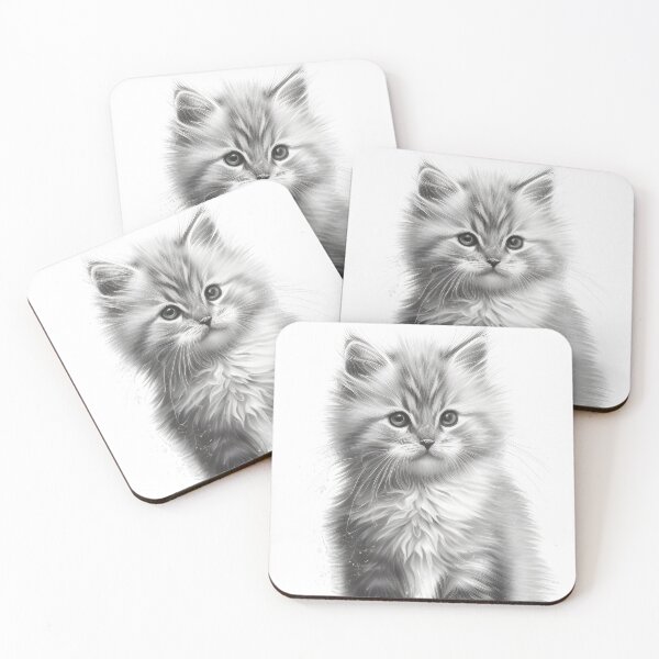 Item preview, Black and white cat pencil drawing designed and sold by Pencil-Art.