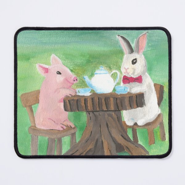 Item preview, Bunny and pig having tea designed and sold by EleonorArte.