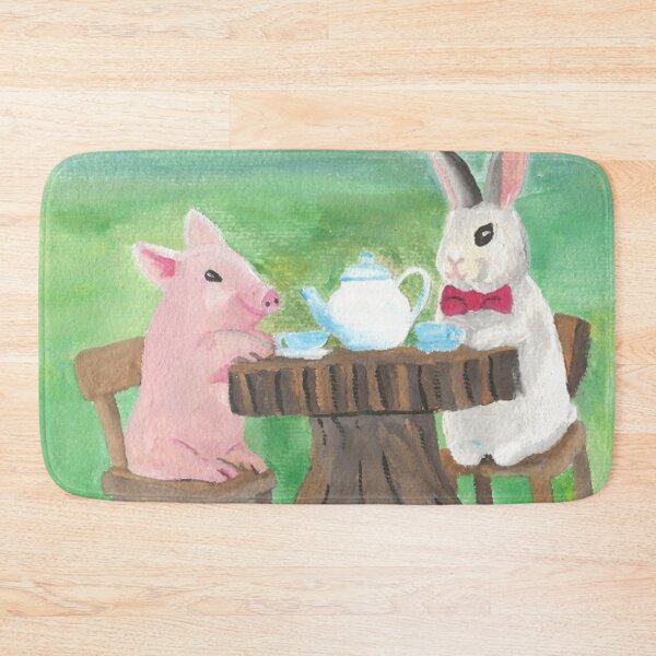 Item preview, Bunny and pig having tea designed and sold by EleonorArte.