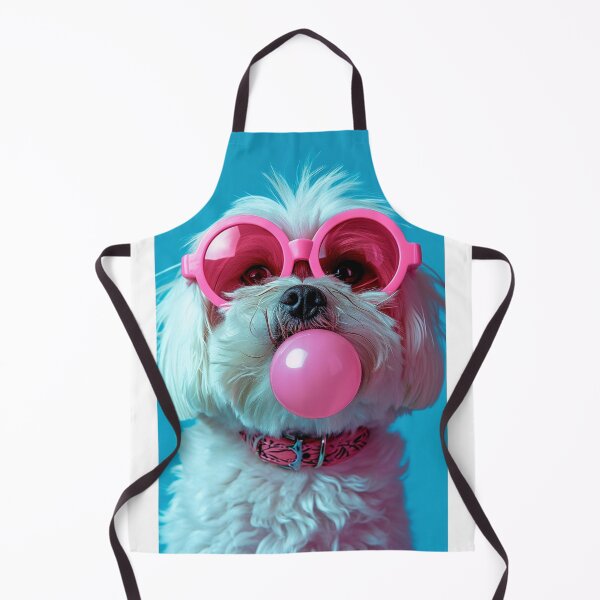 Item preview, Portrait of Maltese Dog Blowing Bubble Gum, wearing neon goggles designed and sold by artlife709.