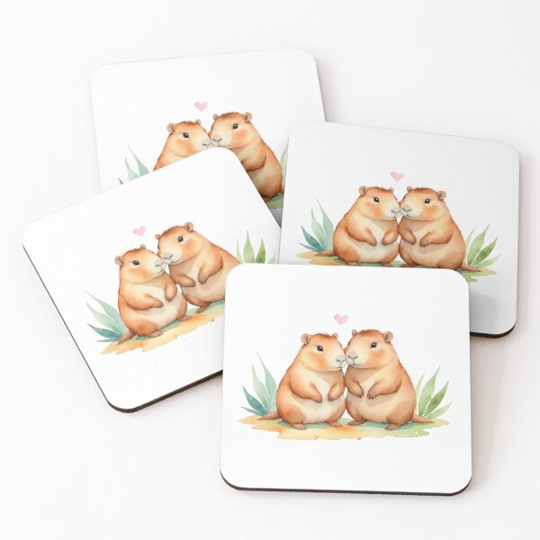 Item preview, Capybaras couple, cute animals in love decor for valentines day designed and sold by ChaosEdits.