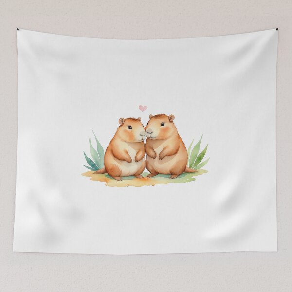 Item preview, Capybaras couple, cute animals in love decor for valentines day designed and sold by ChaosEdits.