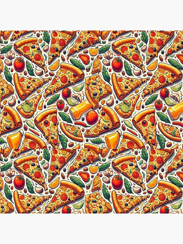 Thumbnail 4 of 4, Clock, Dripping Pizza Slice Pattern designed and sold by PatternInArt.