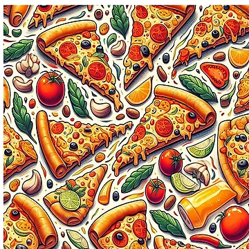 Artwork thumbnail, Dripping Pizza Slice Pattern by PatternInArt