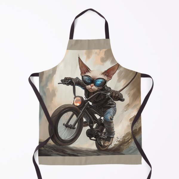 Item preview, Cat Sphynx Biker Riding Vintage Motorcycle designed and sold by LeeLooUA.